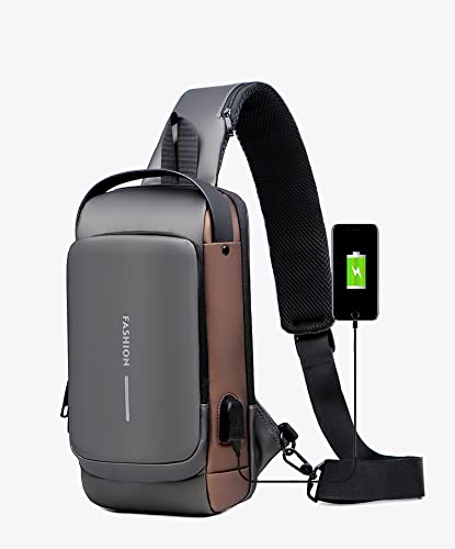 ZYING Anti theft Crossbody Sling bag,Shoulder Backpack,Lightweight Chest Daypack with USB Charging Port,Fit for 9.7'' ipad