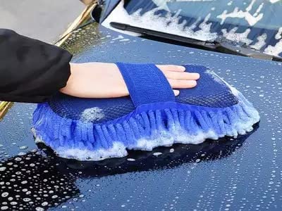 Coralblue Coralblue-Car Towel, Microfiber Cleaning Cloth, Pack of 3 with Washing Sponge- Multipurpose Car Towels or Microfiber Car Drying Towel for Washing, Drying, Dusting and Cleaning (40 x 40 cm)