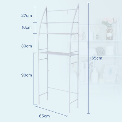 SKY TOUCH Washing Machine Storage Shelf Rack 3 Tiers, Bathroom Shelves Toilet Shelf Space Saving,Easy to Assemble Bathroom Storage Shelf No Drilling White,25x65x166 cm, TM-021