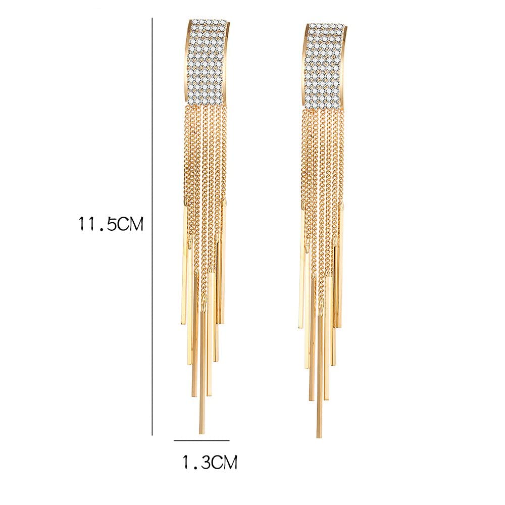 Shining Diva Fashion Latest Stylish Gold and Silver Plated Long Tassel Earrings for Women