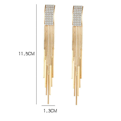 Shining Diva Fashion Latest Stylish Gold and Silver Plated Long Tassel Earrings for Women