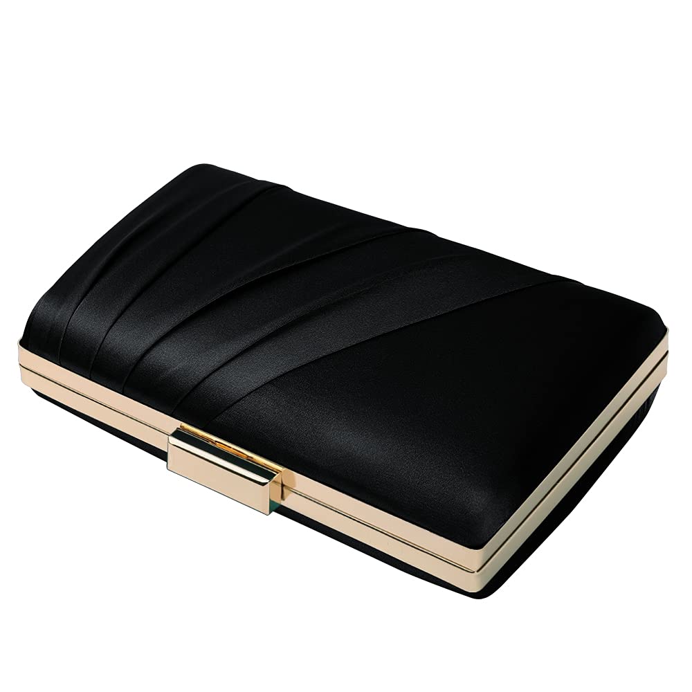 Mulian LilY Pleated Satin Clutch Purse For Women Wedding Bridal Clutch Bag Prom Party Clutch