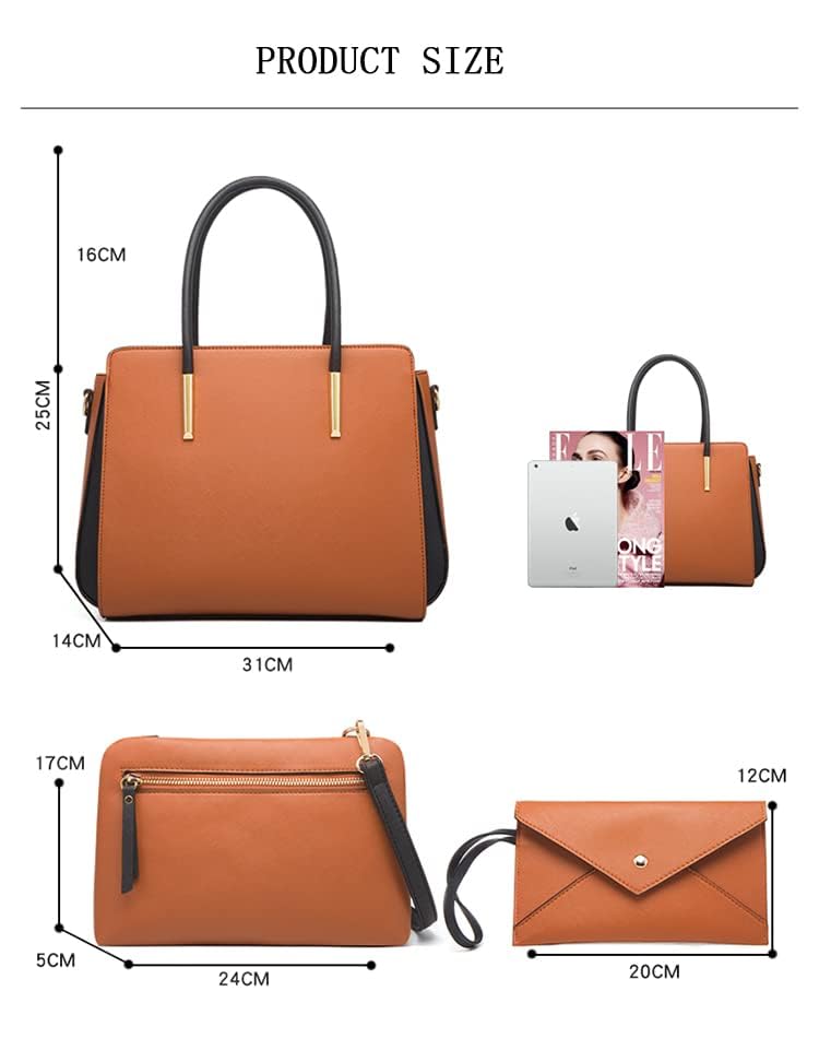 4 Pcs Women Fashion Handbag Set Wallet Tote Bag Shoulder Bag Top Handle Satchel Purse Set Handle Bag for Women