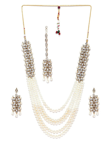 ZAVERI PEARLS Jewellery Set For Women (Golden)(Zpfk6989)