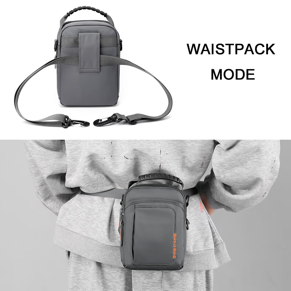 Multifunctional Mens Shoulder Bag Travel Waterproof Crossbody Pack Sling Bag Satchel Side Phone Bag Casual Handbag with Adjustable Strap for Men Working Daily Use