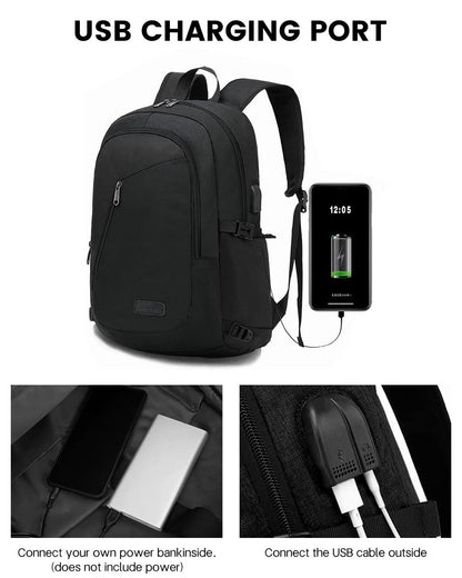 Laptop Backpack Men, Waterproof Travel Backpack with USB Charging Port and Lock 15.6 Inch Computer School Backpack for Women Men Student Gift Anti-Theft Backpack Casual Hiking Daypack