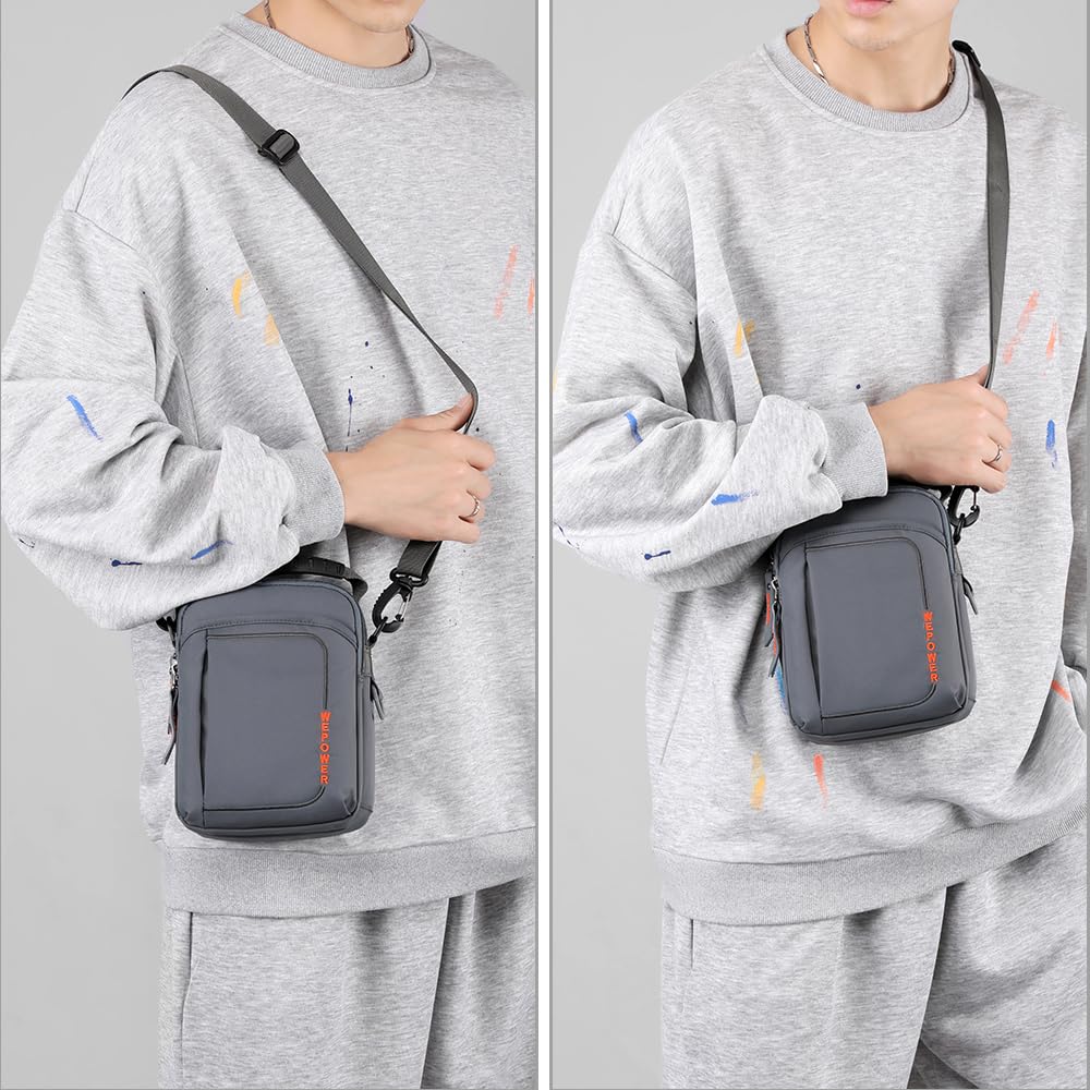 Multifunctional Mens Shoulder Bag Travel Waterproof Crossbody Pack Sling Bag Satchel Side Phone Bag Casual Handbag with Adjustable Strap for Men Working Daily Use