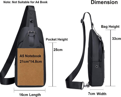 arctic hunter Mens Small Sling Bag Chest Bag Shoulder Bag Mobile Bag Side Bag with Earphone Port Water Resistant for Everyday Use Small Items and Small Electronic Product,Black