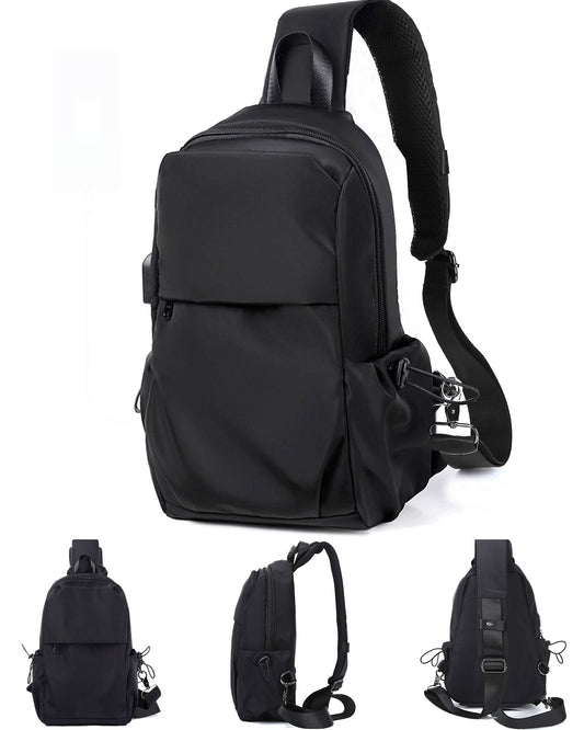 Small Black Tactical Sling Crossbody Backpack Shoulder Bag for Men Women