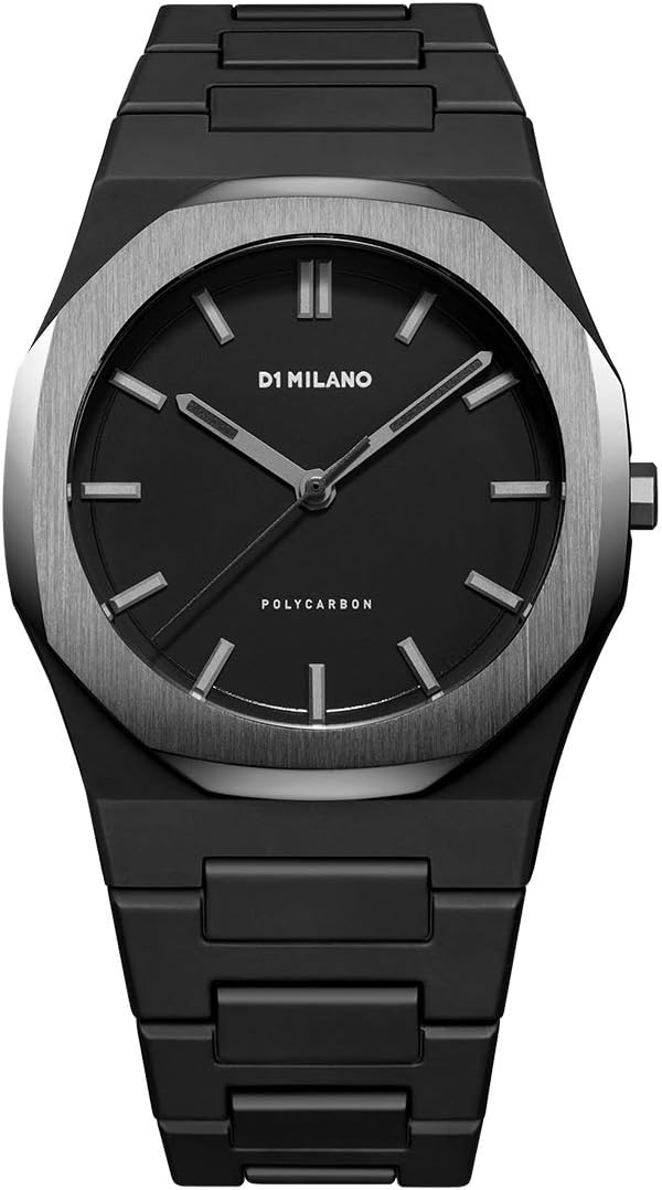 D1 Milano Polycarbon Quartz Black Dial Watch PCBJ13, Quartz Movement
