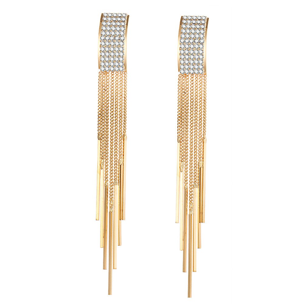 Shining Diva Fashion Latest Stylish Gold and Silver Plated Long Tassel Earrings for Women