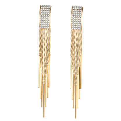 Shining Diva Fashion Latest Stylish Gold and Silver Plated Long Tassel Earrings for Women