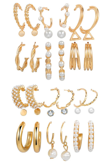 Shining Diva Fashion 18 Pairs Gold Plated Combo Set Latest Stylish Earrings for Women and Girls (Gold) (rrsdcmb297_12789_12906)