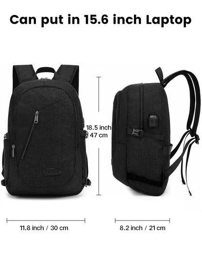 Laptop Backpack Men, Waterproof Travel Backpack with USB Charging Port and Lock 15.6 Inch Computer School Backpack for Women Men Student Gift Anti-Theft Backpack Casual Hiking Daypack