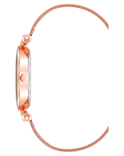 Nine West Women's Mesh Bracelet Watch, Rose Gold/Grey