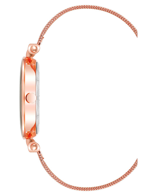 Nine West Women's Mesh Bracelet Watch, Rose Gold/Grey