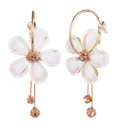 Youbella Gold Plated Drop Earrings For Women (Off-White)(Ybear_31191)