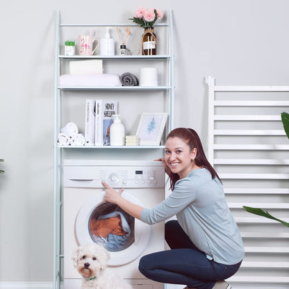 SKY TOUCH Washing Machine Storage Shelf Rack 3 Tiers, Bathroom Shelves Toilet Shelf Space Saving,Easy to Assemble Bathroom Storage Shelf No Drilling White,25x65x166 cm, TM-021