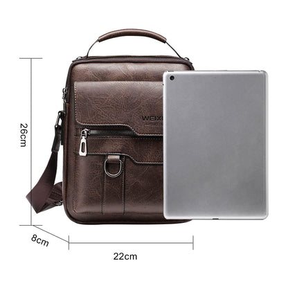 Goodern Messenger Bag for Men,PU Leather Satchel Pouch Side Crossover Handbag Crossbody Shoulder Purse Waterproof Shoulder Backpack Bag Unisex Laptop Bag Chest Casual Daypack for Travel Hiking-Brown