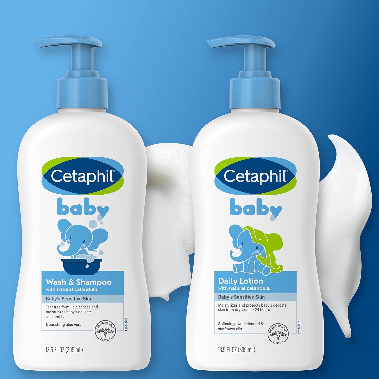 Cetaphil Baby Wash & Shampoo Plus Body Lotion, Healthy Skin Essentials, Head to Toe Hydration for up to 24 Hours, for Delicate, Sensitive Skin, 2 Count (Pack of 1)