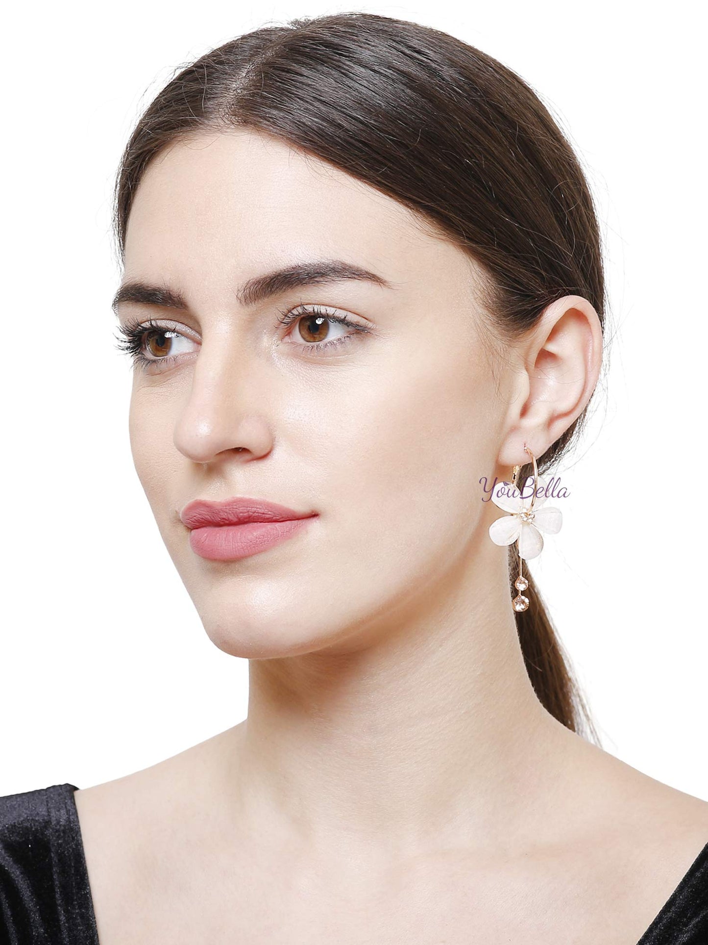 Youbella Gold Plated Drop Earrings For Women (Off-White)(Ybear_31191)