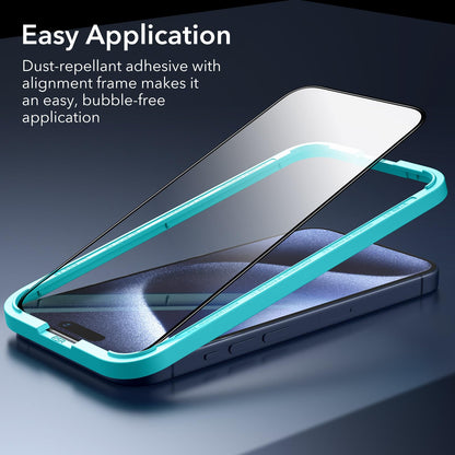 ESR 3 Pack for iPhone 15 Pro Max Screen Protector, 3 Tempered-Glass Screen Protector, 2.5D Curved Edges, Full-Coverage Military-Grade Protection, Scratch Resistant