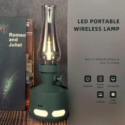 AGM Table Lamp, Retro Desk Lamp with Intelligent Design, 4000mAh Battery Capacity Bedside Lamp, Pefect Decor Modern Lamp for Home, Restaurant, Garden,Camping,Picnic,Party