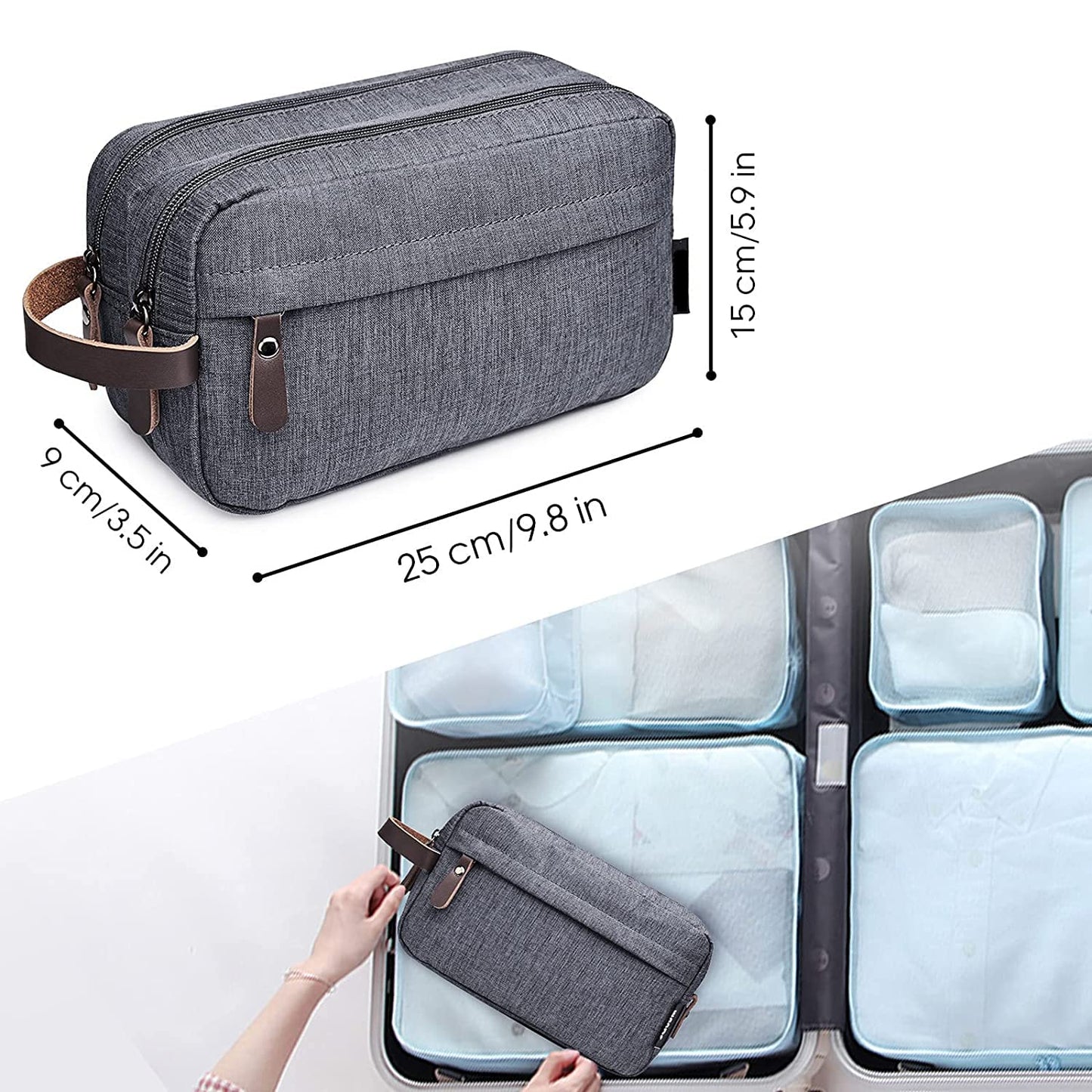 Travel Toiletry Bag for Women and Men, Large-capacity Waterproof Oxford Cloth Organizer Cosmetic Bag, Foldable Hanging Travel Double-layer Storage Bag, Travel Shaving Bag Cosmetics Bags