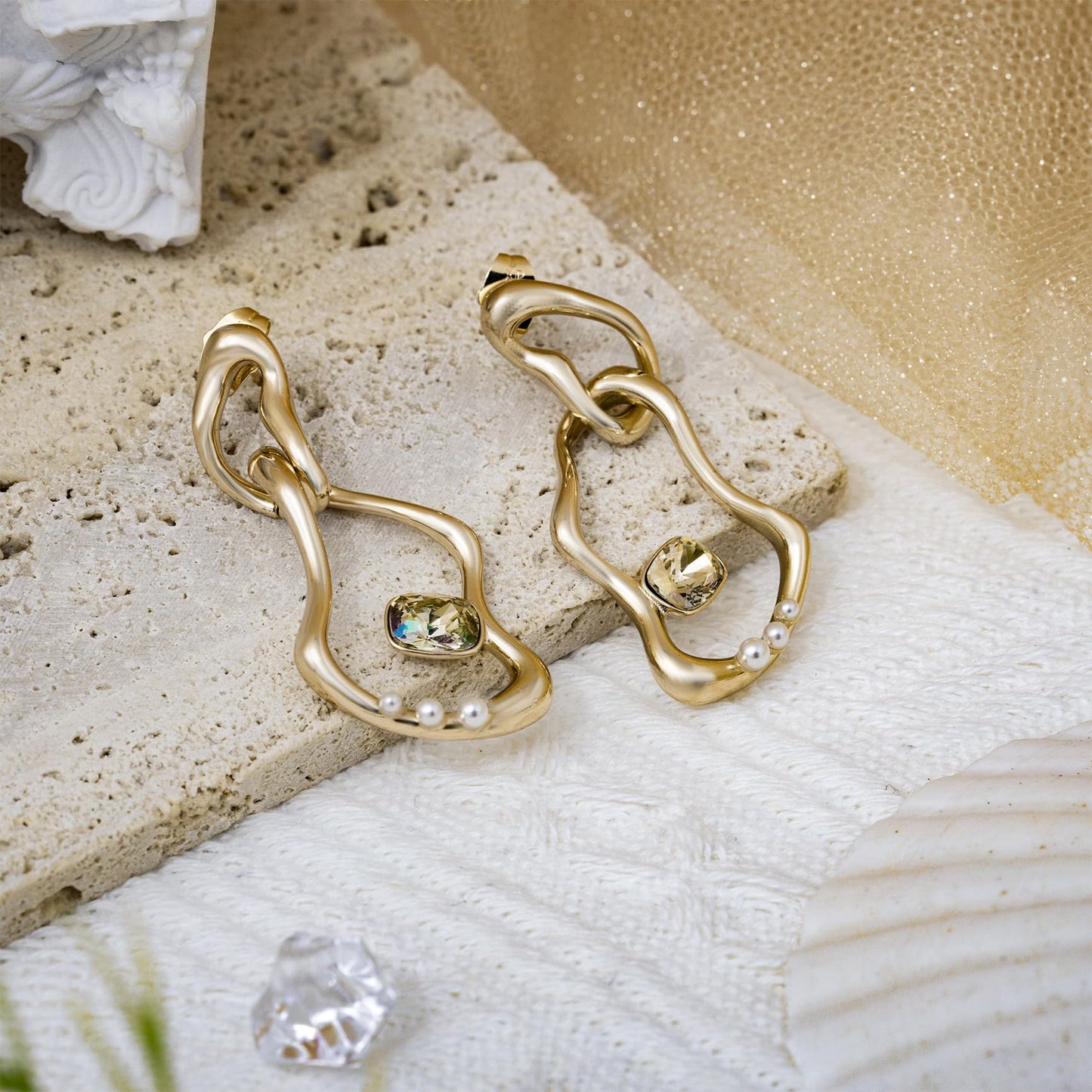 AURUME Geometric Crystal Earrings for Girls and Women - Stylish and Sparkling Jewelry