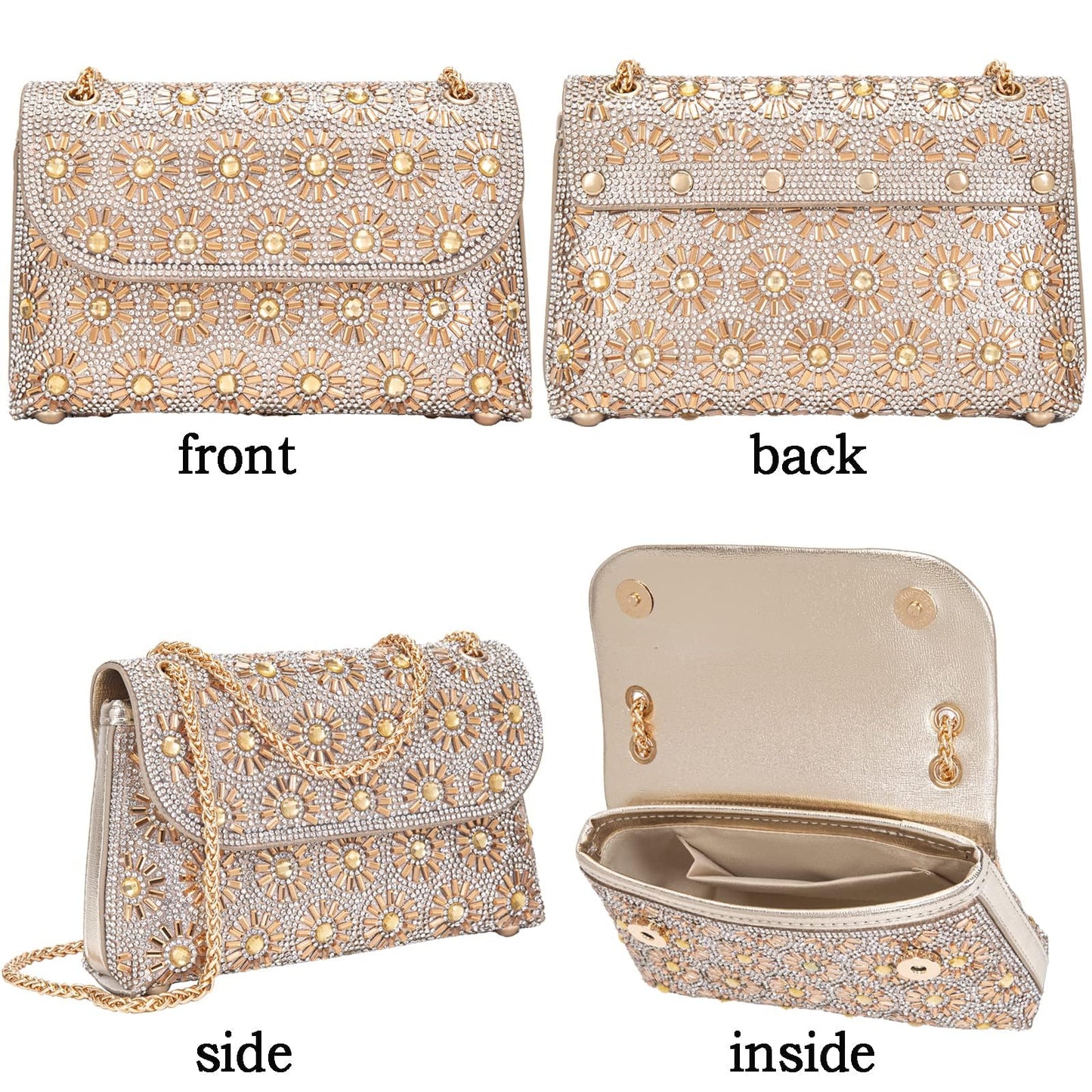 Shoulder Bags Crossbody Bag Purses Handbags Crystals Rhinestone Evening Bag for Women Clutch Purse with Chain