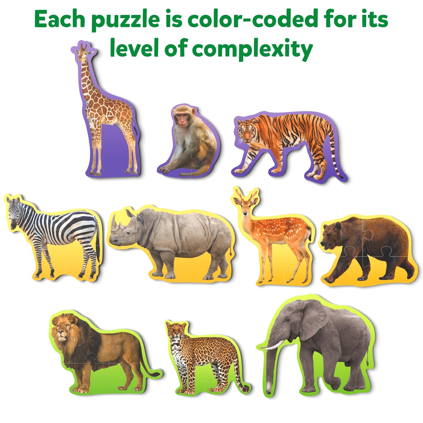Skillmatics Step by Step Puzzle - 40 Piece Wild Animal Jigsaw & Toddler Puzzles, Educational Montessori Toy, Gifts for Kids Ages 3, 4, 5 and Up