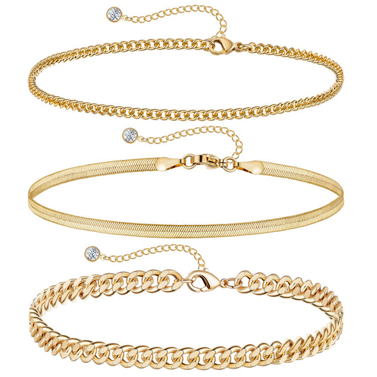 DEARMAY Gold Anklets for Women 14K Gold Ankle Bracelets for Women Waterproof Cuban Link Anklets Set Layered Anklet Bracelets for Women Anklet for Women Gold Jewelry Gift