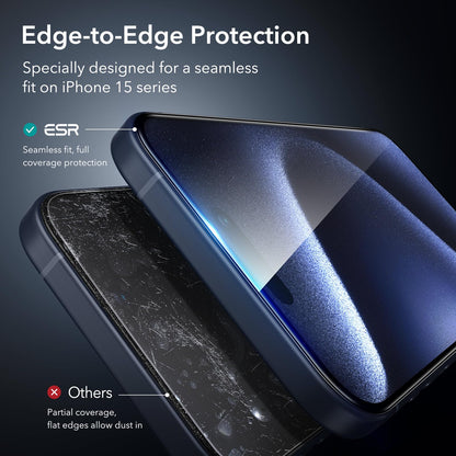 ESR 3 Pack for iPhone 15 Pro Max Screen Protector, 3 Tempered-Glass Screen Protector, 2.5D Curved Edges, Full-Coverage Military-Grade Protection, Scratch Resistant