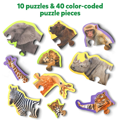 Skillmatics Step by Step Puzzle - 40 Piece Wild Animal Jigsaw & Toddler Puzzles, Educational Montessori Toy, Gifts for Kids Ages 3, 4, 5 and Up