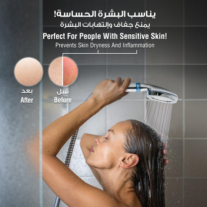 blu Ionic Shower Head and Shower Filter - Handheld - Removes Chlorine & Harmful Pollutants - Prevent Hair Loss & Moisturize Your Skin, Chrome