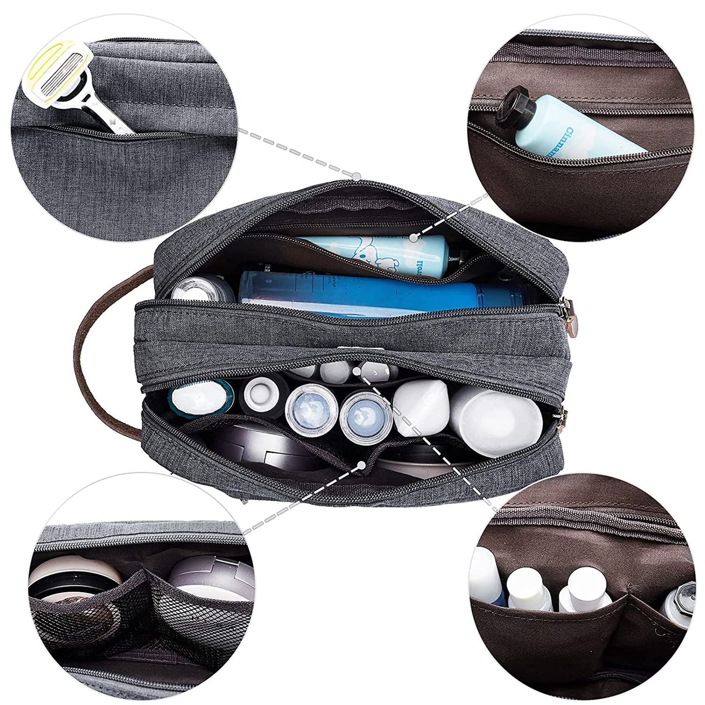 Travel Toiletry Bag for Women and Men, Large-capacity Waterproof Oxford Cloth Organizer Cosmetic Bag, Foldable Hanging Travel Double-layer Storage Bag, Travel Shaving Bag Cosmetics Bags