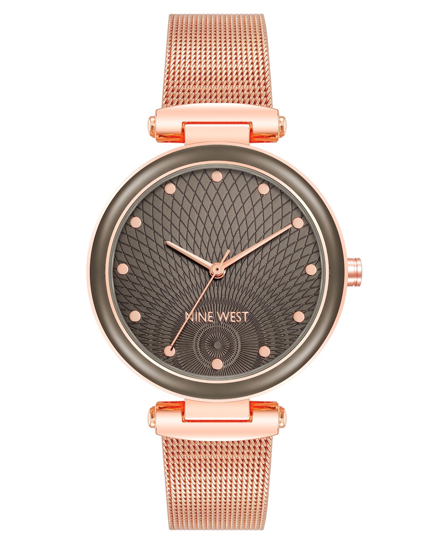 Nine West Women's Mesh Bracelet Watch, Rose Gold/Grey