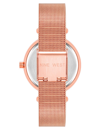 Nine West Women's Mesh Bracelet Watch, Rose Gold/Grey